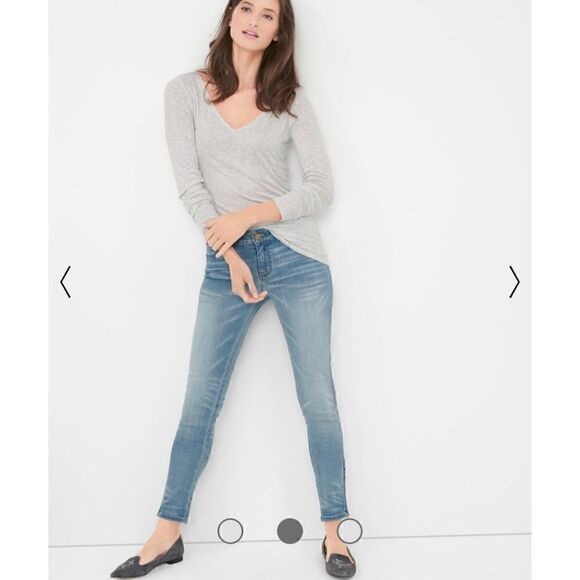 White house black market xs top long sleeve vneck tee grey - Picture 1 of 6